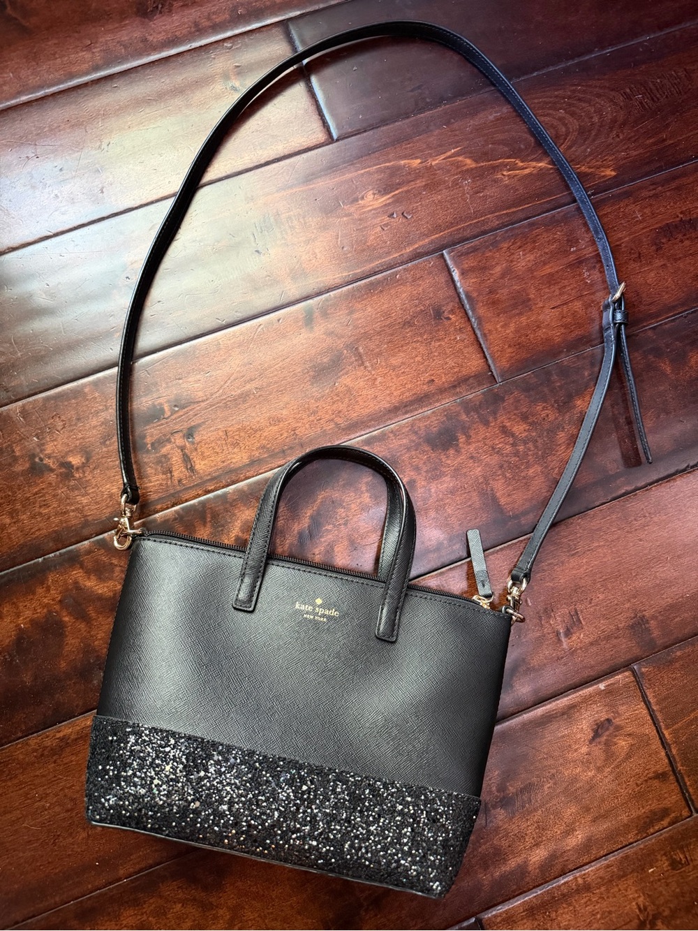 kate spade Black Glitter-Bottom Convertible Shoulder Bag